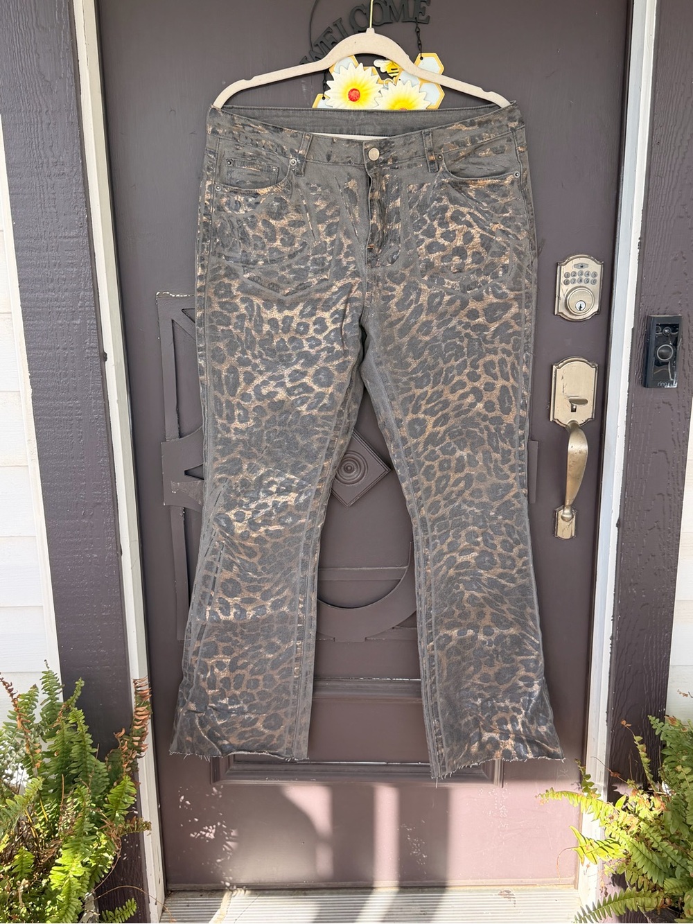 Leopard Print Women's Jeans Metallic